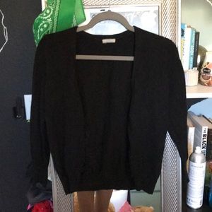 Black cardigan with feather detail
